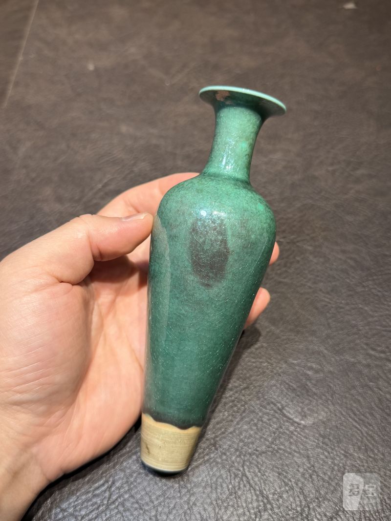 清光绪 苹果绿釉柳叶瓶 - 图5